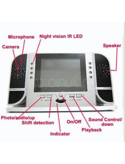 Ceas de birou cu microcamera spion Full HD, activare vocala, senzor miscare, telecomanda, night vision